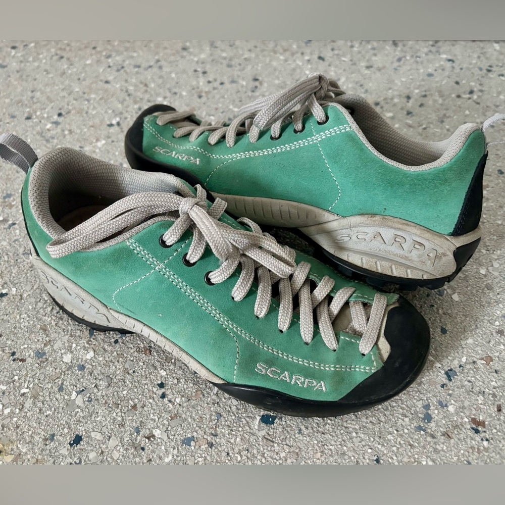 Scarpa Teal Suede Trail Shoes Size W6 M5 EU 37